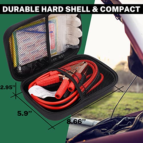 Car Emergency Kit with Battery Jumper Cables, Black - Product Imagery