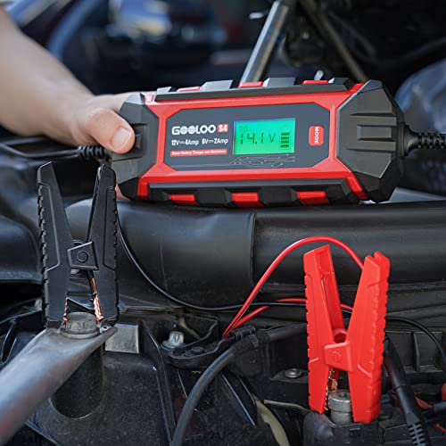 GOOLOO S4 4A Car Battery Charger, 6V/12V Smart Trickle Charger - Product Imagery