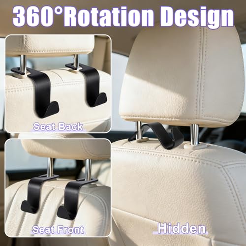 BFXM 6 Pack Car Seat Headrest Hooks,Car Accessories Black - Product Imagery