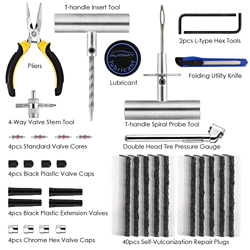 AUTOWN Flat Tire Repair Kit 68pcs, Heavy Duty Tire Plug Kit to - Product Imagery