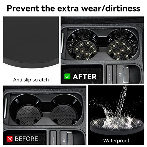 SINGARO Bling Cup Holder Coasters for Car, 2PCS Universal - Product Imagery