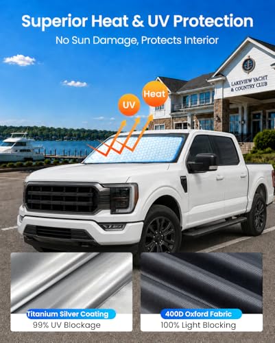 REEVAA Car Windshield Sun Shade for Ford F150/F250/F350/F450 - Product Imagery