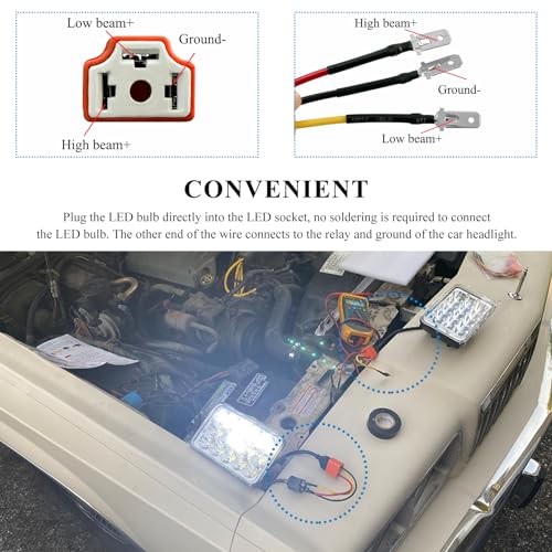 Yourkar 2PCS Ceramic H4 9003 HB2 Wiring Harness Headlight - Product Imagery