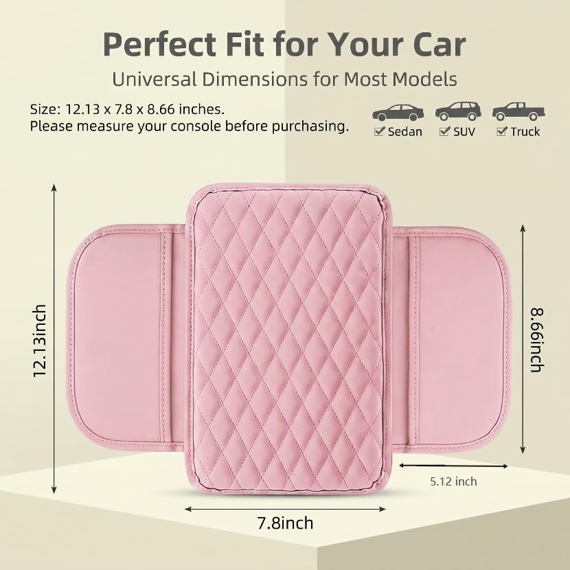 Car Arm Rest Cover, Leather Center Console Elbow Support Cushion - Product Imagery