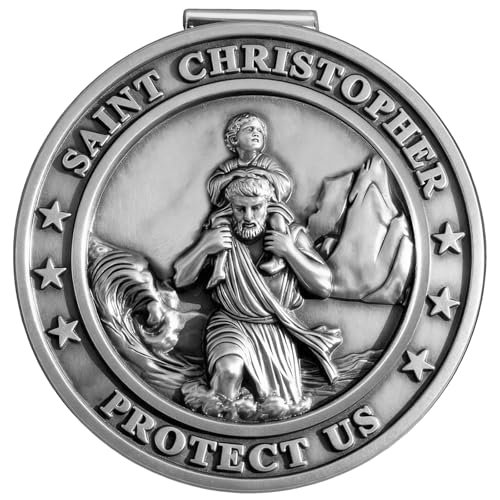 St Christopher Medal for Car, St Christopher Visor Clip, Gifts - Product Imagery