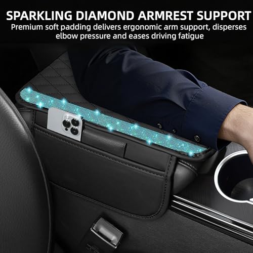 NBTEPEM Bling Car Center Console Cover, Leather Car Arm Rest - Product Imagery