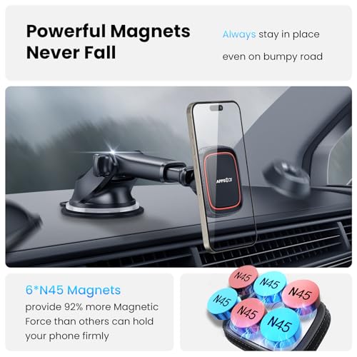 APPS2Car Magnetic Phone Mount for Car, Dashboard & Windshield - Product Imagery
