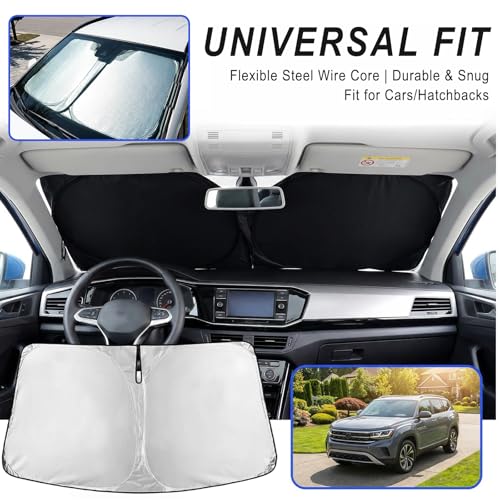 Windshield Sun Shade, Foldable Sun Visor for Front Window with - Product Imagery
