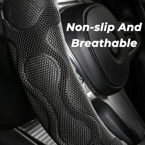 D-Shaped Car Steering Wheel Cover with 3D Honeycomb Anti-Slip - Product Imagery