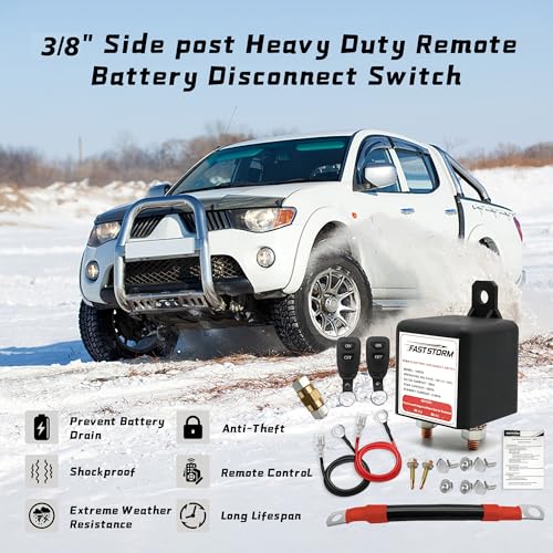 3/8" Side Post Remote Battery Disconnect Switch 12V Battery Kill - Product Imagery
