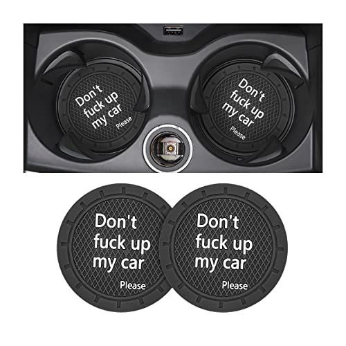 8sanlione 2PCS 2.75 Inch PVC Car Cup Holder Coasters, D Black - Product Imagery