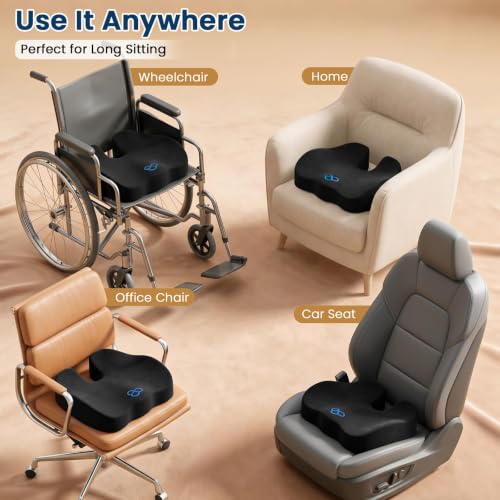 BlissTrends Memory Foam Seat Cushion for Office Chair & Car - Product Imagery