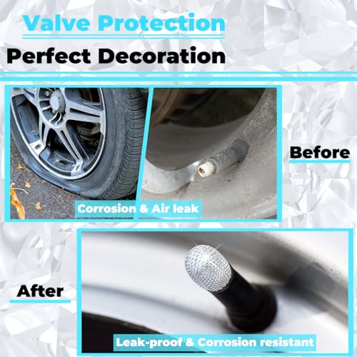 4Pcs Car Tire Valve Stem Caps Black Bling Tire Air Cap Car - Product Imagery