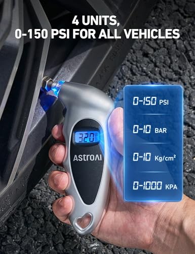 AstroAI Digital Tire Pressure Gauge 150PSI, ±1PSI Accuracy for - Product Imagery
