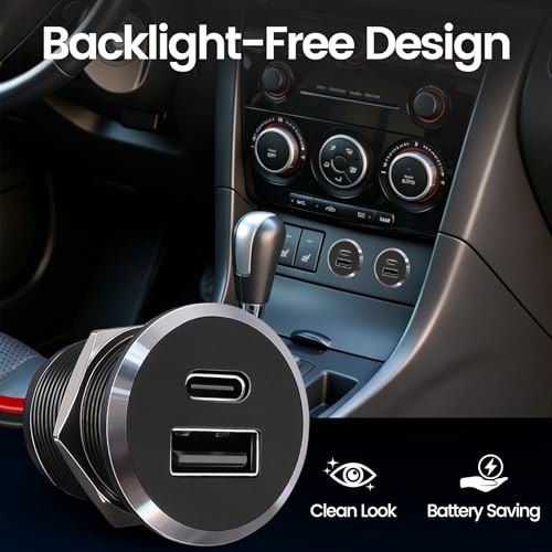 Aluminum 12V USB Outlet, Dual Port Fast Charging Car Charger - Product Imagery