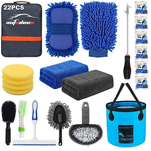 22Pcs Car Wash Cleaning Tools Kit Car Detailing Set with Blue - Product Imagery