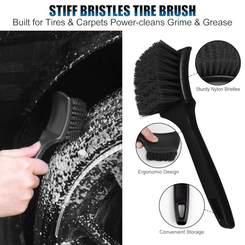 8Pcs Wheel Brush, Tire Brush, Wheel Cleaner Brush Set - 2 Soft - Product Imagery