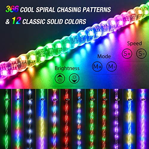 Nilight 2PCS 3FT Spiral RGB Led Whip Light with Spring Base - Product Imagery