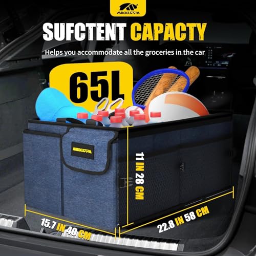MIKKUPPA Trunk Organizer with Lid - 65L Collapsible Car - Product Imagery