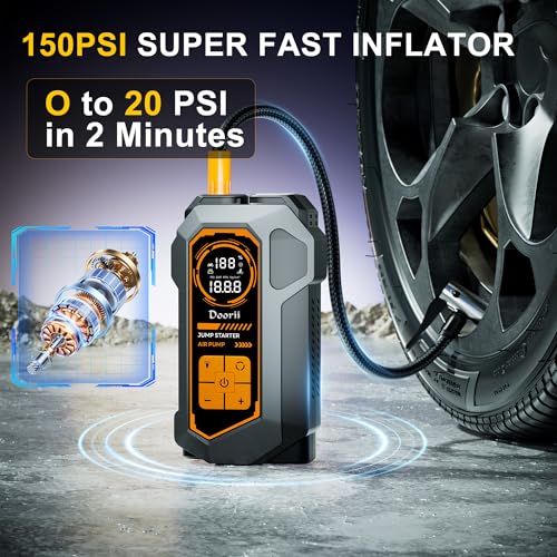 6000A Jump Starter with Air Compressor, 10-in-1 Car Jumper - Product Imagery
