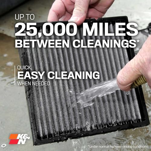 K&N LIFETIME Cabin Air Filter: Premium, Washable, Clean Air for - Product Imagery