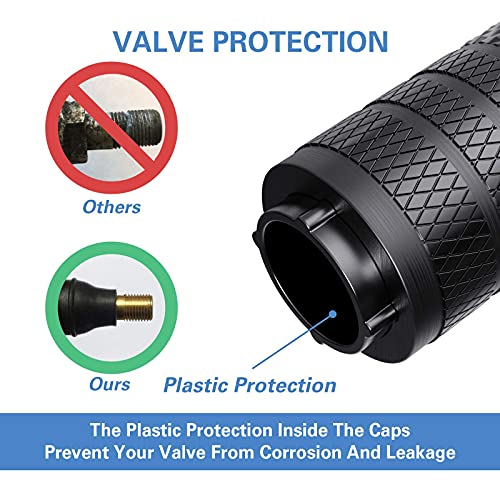 CKAuto Tire Valve Stem Caps, Aluminum Black, 4 pcs/Pack - Product Imagery