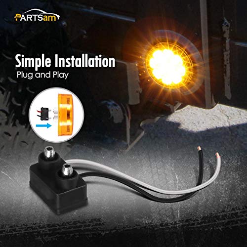 Partsam 10Pcs 2.5" Round Amber 13Led Side Marker Clearance - Product Imagery