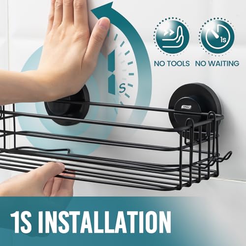 TAILI Shower Caddy Suction Cup 2 Pack with Hooks & Soap holder, - Product Imagery