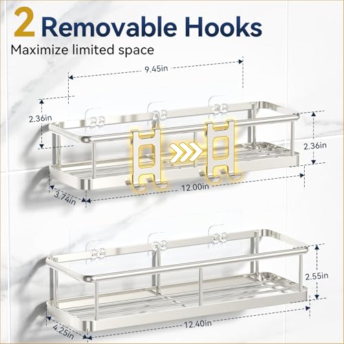 YASONIC Shower Caddy Adhesive, Rustproof Shower Organizer, Large - Product Imagery