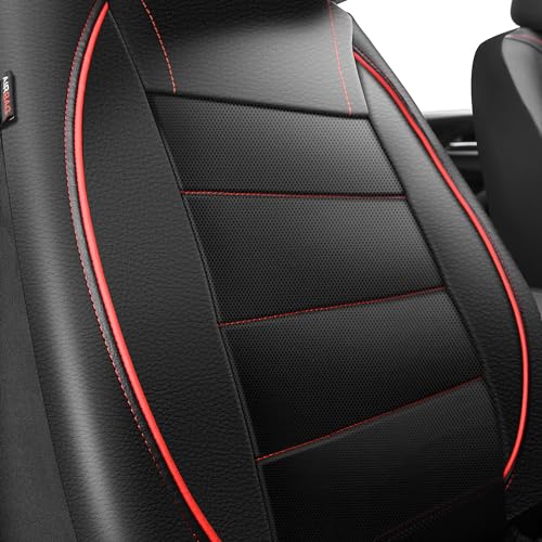 CAR PASS Universal FIT Piping Leather Two Front Seat Covers, - Product Imagery