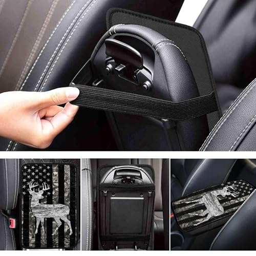 Deer Car Console Covers American Flag Armrest Console Cover Camo - Product Imagery