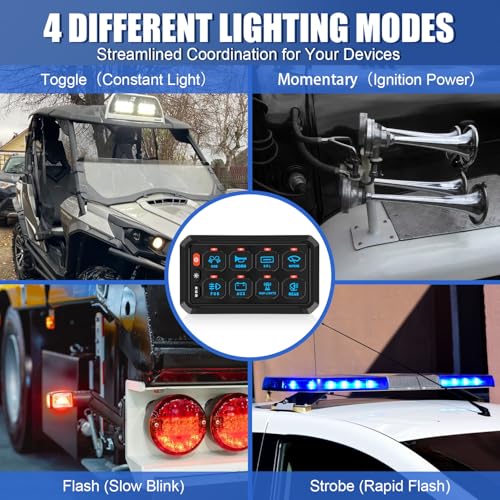 KISLED 8 Gang Switch Panel with RGB Button and Brightness Button - Product Imagery