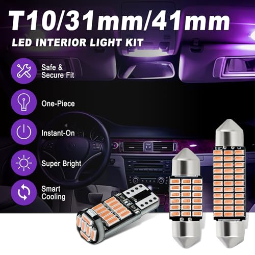 20 PCS Car LED Lights Interior Bulb Kit, T10 31mm 41mm LED Dome - Product Imagery