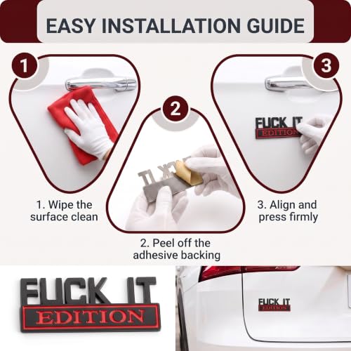 2PCS Fuck IT Edition Emblem, 3D Fuck-IT Edition Emblem Metal Car - Product Imagery