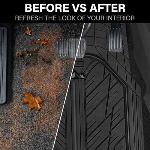 CAR PASS Heavy Rubber Car Floor Mats, Deep Waterproof Car Mats - Product Imagery