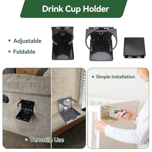 2pcs Adjustable Cup Holder, Boat Cup Holder Foldable, ABS, Black - Product Imagery