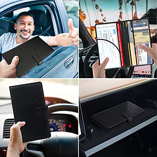 RSAquar Car Registration and Insurance Holder, Leather Car Glove - Product Imagery