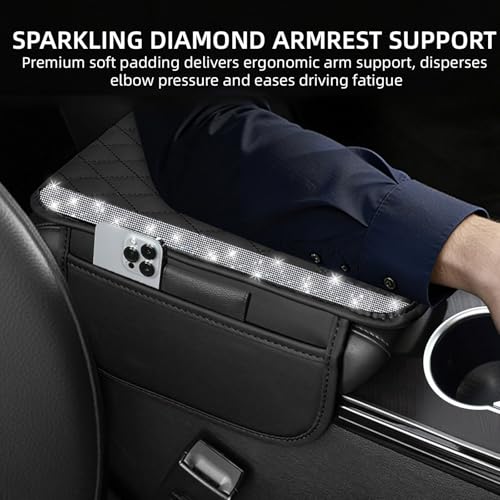 NBTEPEM Bling Car Center Console Cover, Leather Car Arm Rest - Product Imagery
