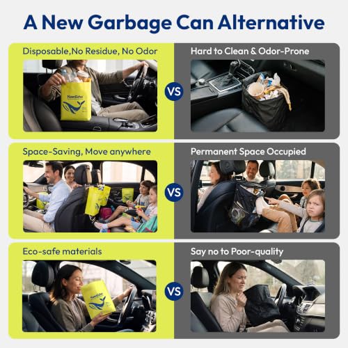 Disposable Car Garbage Bin Bags, 60 pcs, Yellow, Vomit Trash - Product Imagery