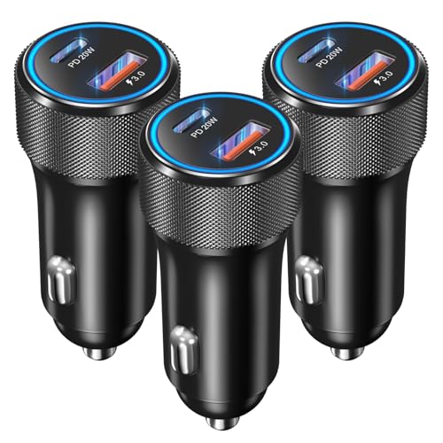 USB C Car Charger 3Pack, OKRAY 36W Fast Charging PD+QC 2-Port - Product Imagery