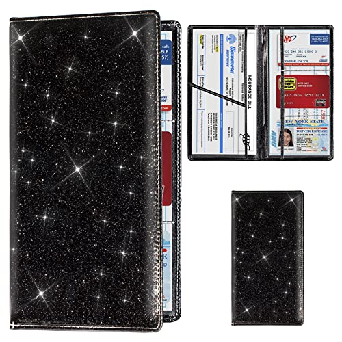 TOURSUIT Car Registration & Insurance Card Holder, Glitter Black - Product Imagery