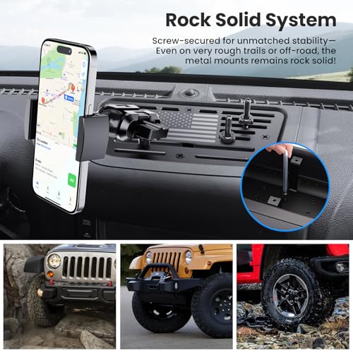 DIAMOOKY Metal Adjustable Phone Mount for Jeep Wrangler JK JKU - Product Imagery
