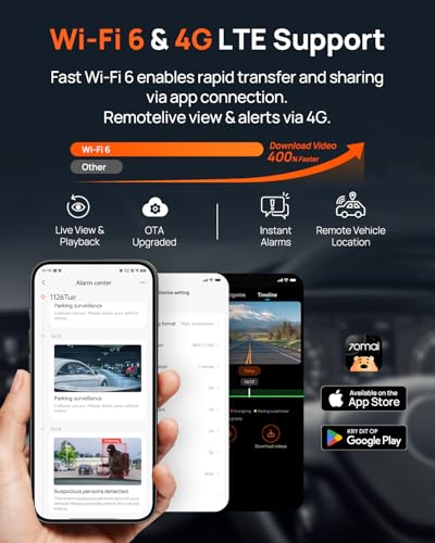 70mai 4K Dash Cam Front and Rear, 4K+1080P Dual STARVIS 2 Car - Product Imagery