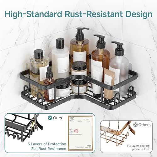 Veken Large Capacity Corner Shower Caddy 5-Pack, Advanced - Product Imagery