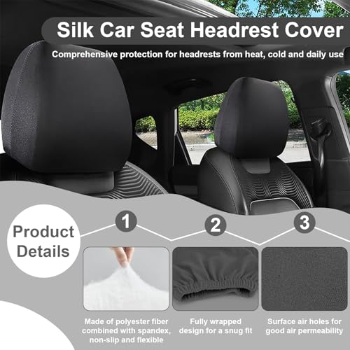 BFXM 2Pcs Car Seat Headrest Cover, Black Flexible Car Headrest - Product Imagery