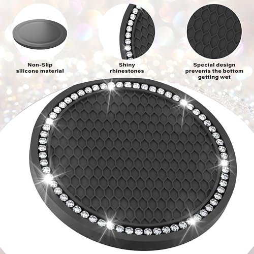 BFXM 2 PCS Bling Cup Holder Coasters for Car 2.75 inch (White - Product Imagery