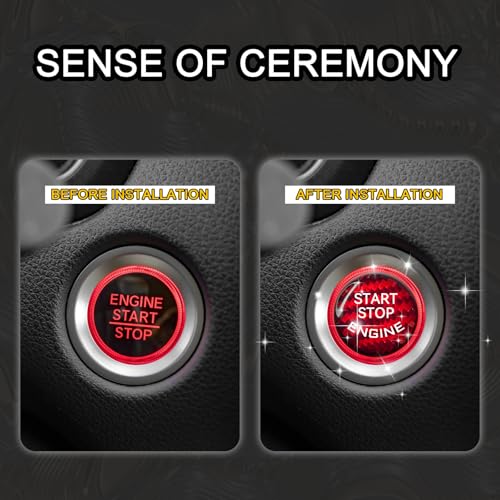 Car Push Start Button Cover Carbon Fiber Engine Push Start Stop - Product Imagery