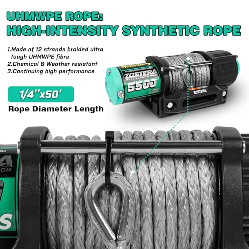 5500lbs ATV/UTV Winch with Synthetic Rope, Electric Boat Trailer - Product Imagery