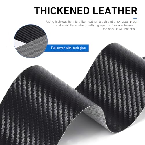 4PCS Car Door Sill Protector, Carbon Fiber Leather Auto Door - Product Imagery