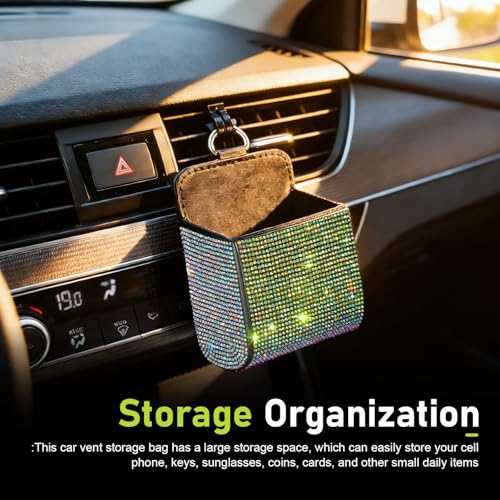 WZP Car Air Vent Storage Organizer, Bling Rhinestone Auto Air - Product Imagery